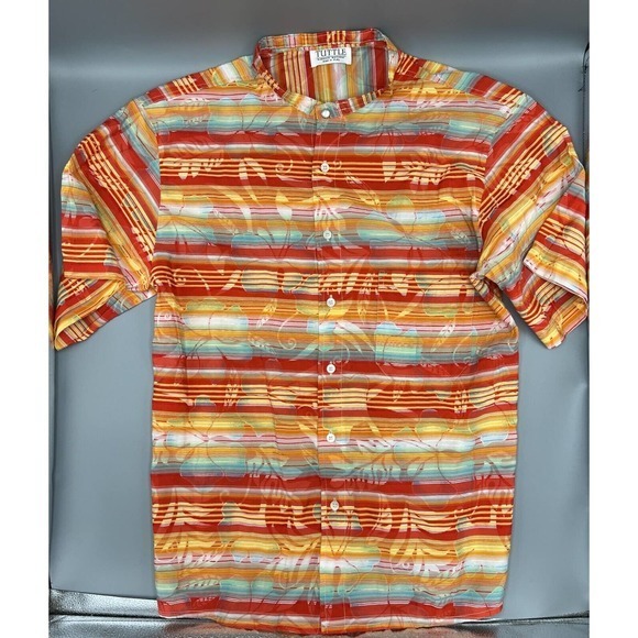 Tuttle Distinctive Sportswear Mens Large Multi Color Button Floral Summer Shirt - Picture 3 of 8